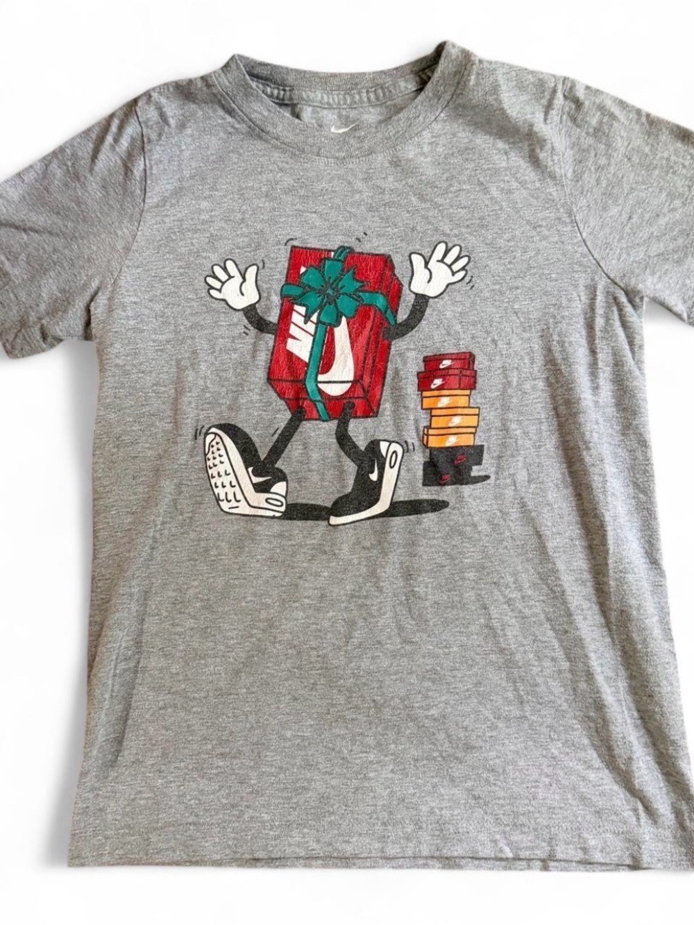 Nike Gray The Nike Tee Crewneck with White Logo Print